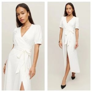 NWT Reformation Linen Puff Sleeve Dress White Size XS